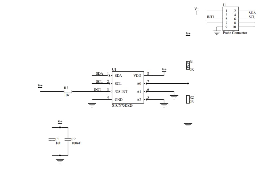 Schematic - STMicroelectronics STEVAL-MKI203V1K Temperature Probe Kit